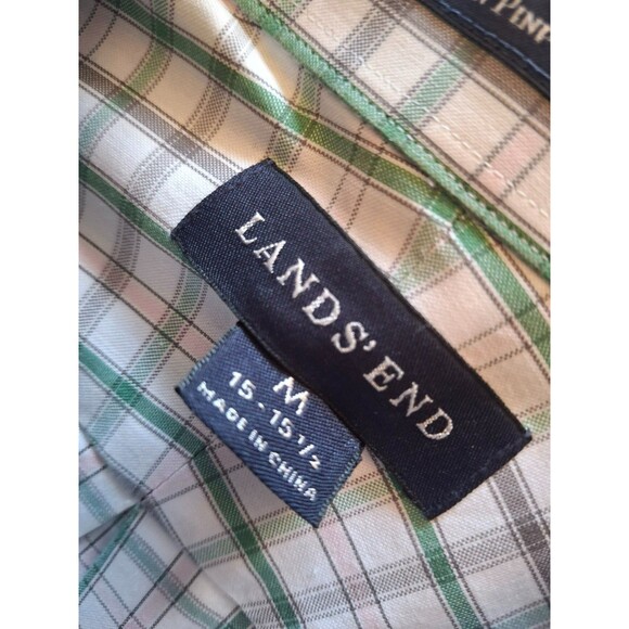Lands' End No Iron Pinpoint Oxford Button Down Long Sleeve Shirt Medium 15-15.5 - Picture 6 of 8